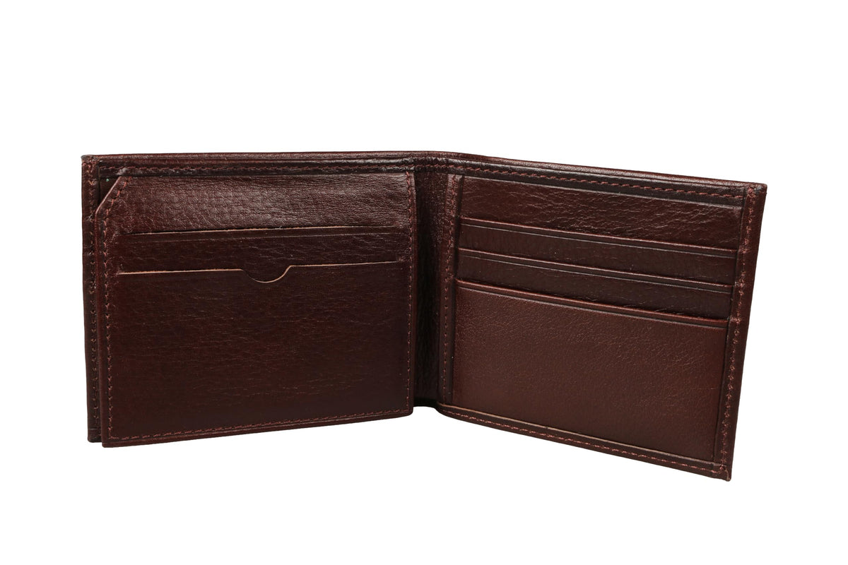 grande 1488 - Genuine Leather Bifold Classic Men Wallet with ID Window - Dark Brown