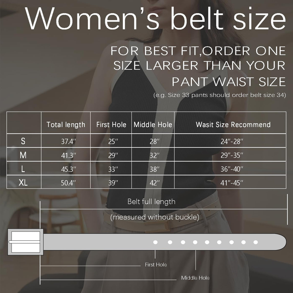 YooAi Womens Leather Belt Skinny Waist Belt for Dresses Jeans Pants with Gold Buckle Black+Brown 105
