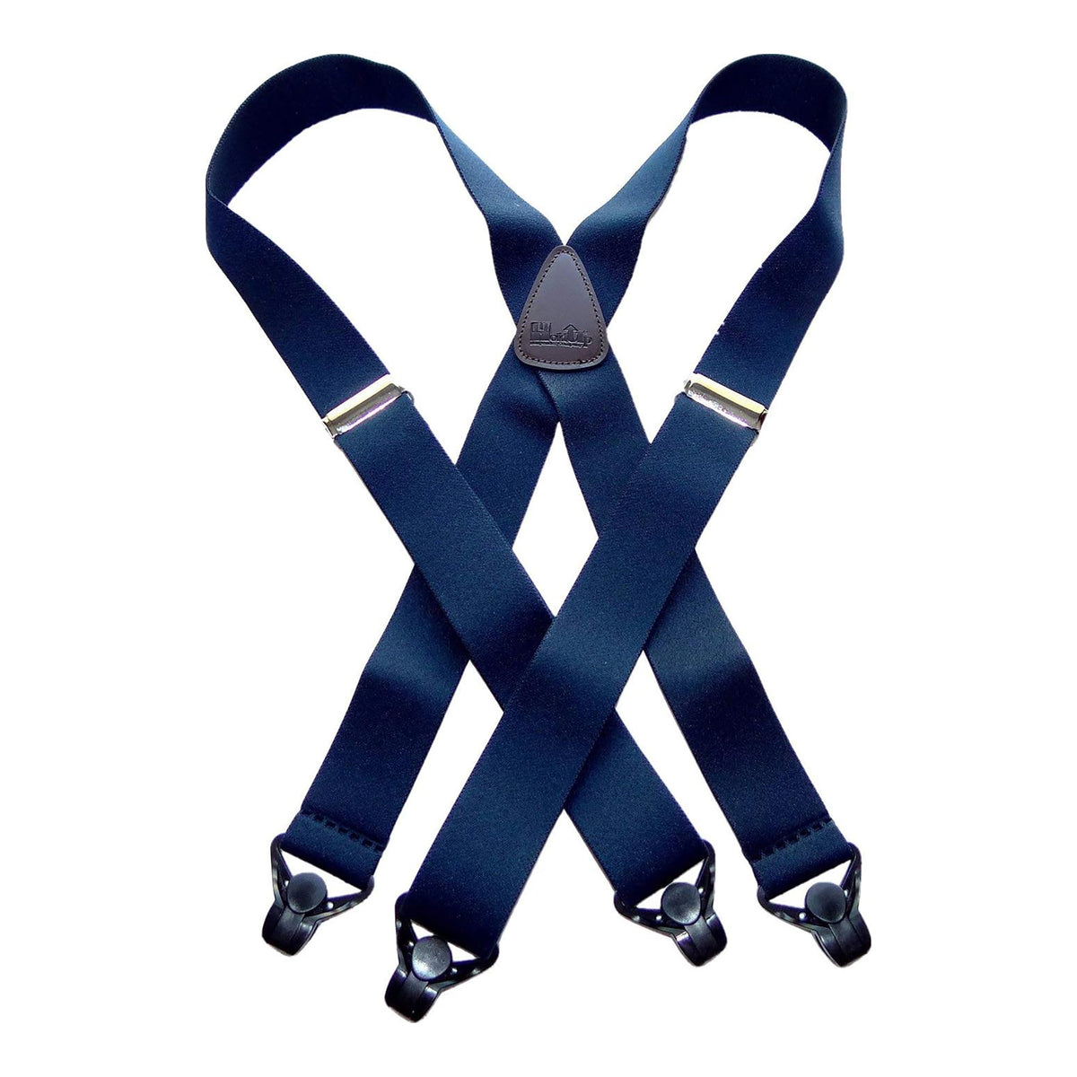 Holdup Ski-Ups Blue 1 1/2" Suspenders for Men with USA Patented Black Composite Plastic Gripper Clasps