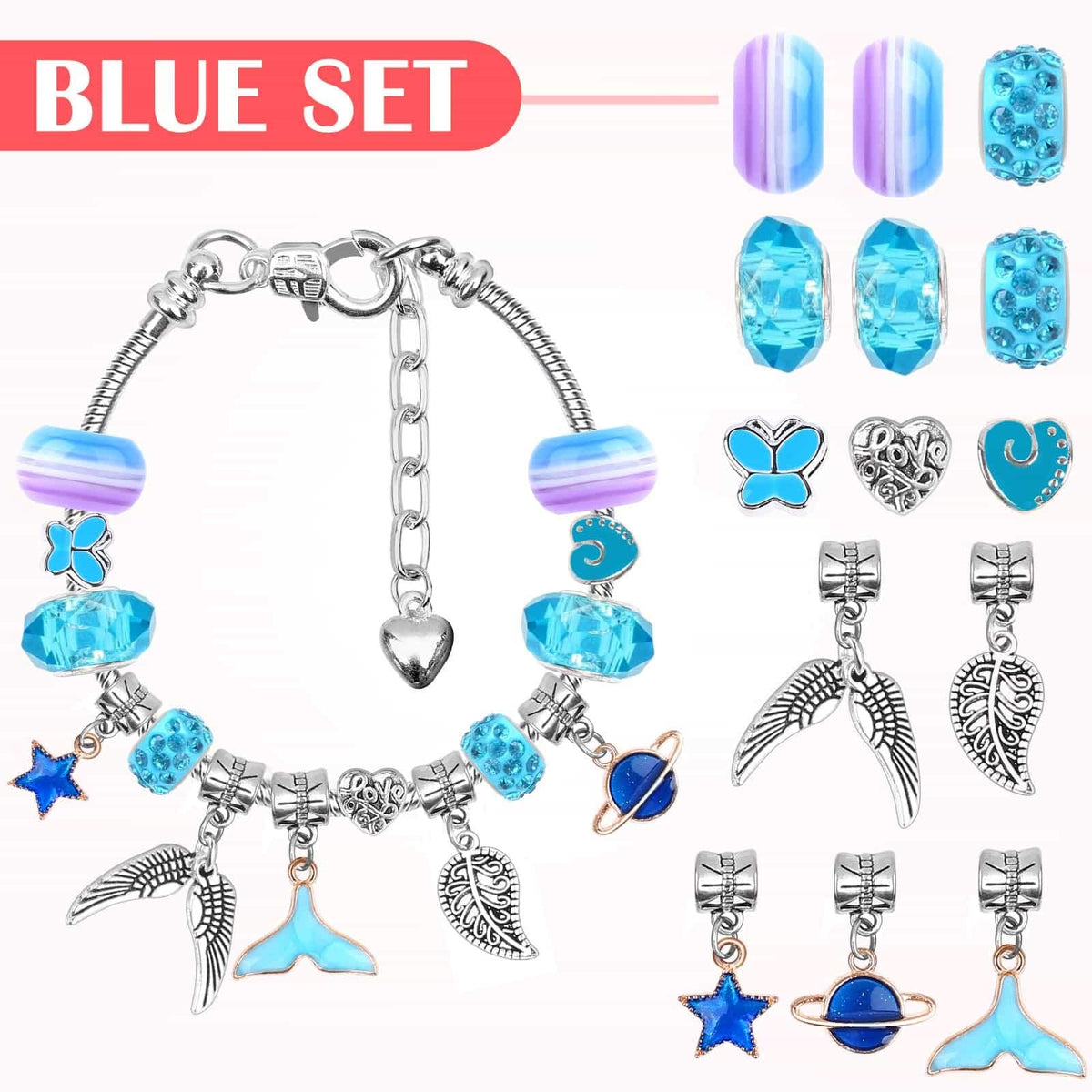Acejoz 85 Pcs Charm Bracelet Making Kit, DIY Charm Bracelets Beads for Adults and Beginner Jewelry Making Kit