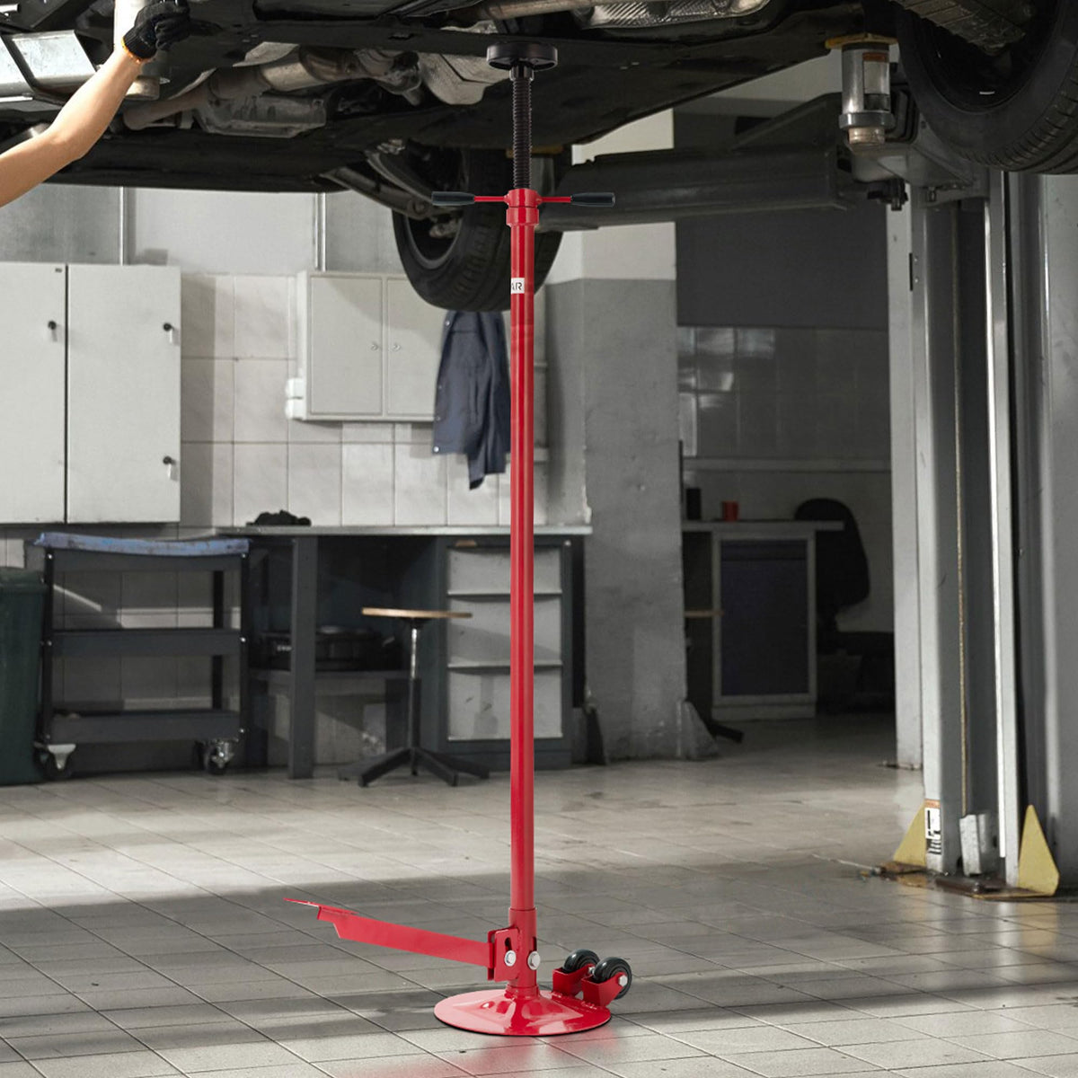 SPECSTAR Movable Underhoist Support Stand with Foot Pedal, 3/4 Ton 1650Lbs Capacity Jack Stand Lifting from 52 to 76 Inch with Replaceable Saddle and Steel Base