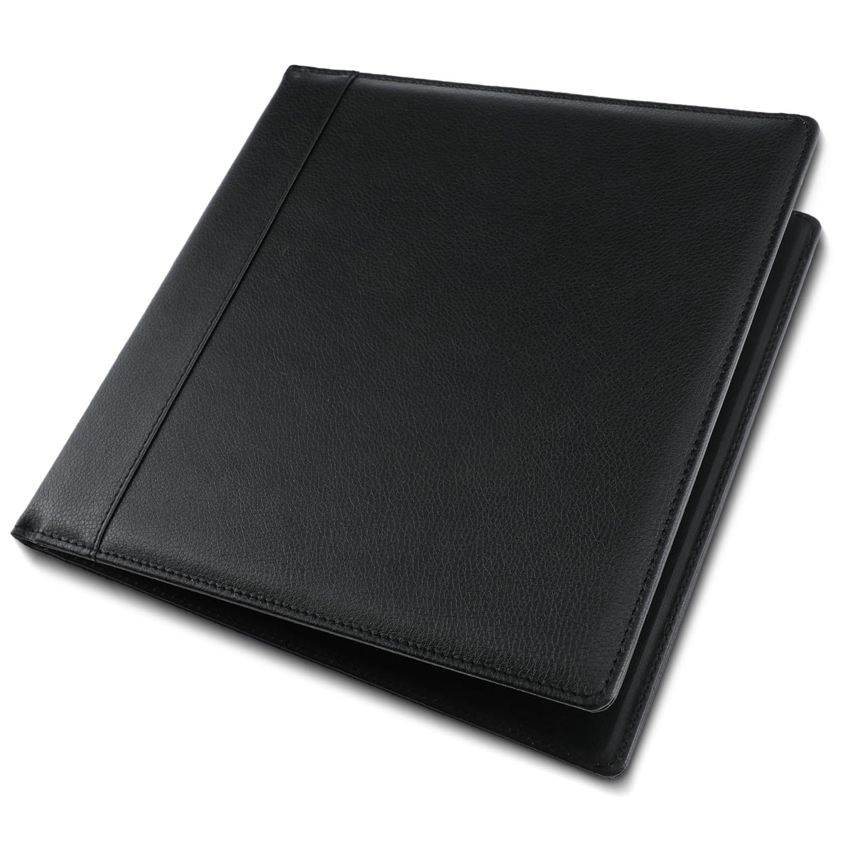 LemonSecret Leather Checkbook Cover 9 1/2 x 9 Inch Business Checkbook Binder 3-On-A-Page Black Executive Check Binder for Business Personal Banking
