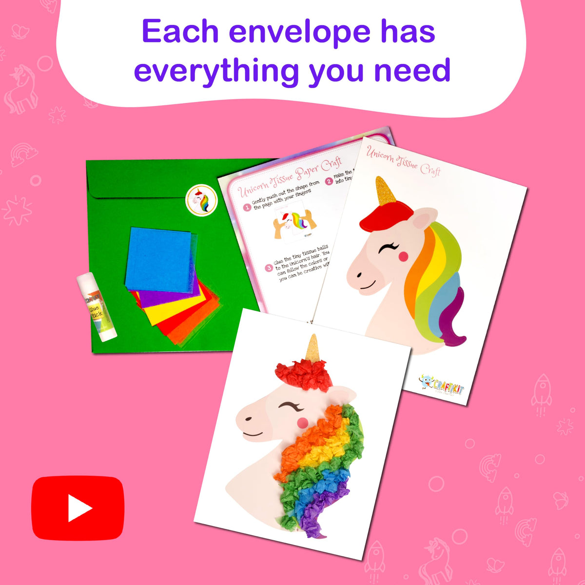 Craftikit® 20 Award-Winning Princess & Unicorn Crafts for Kids Ages 3-10 Years, All-Inclusive Toddler Arts and Craft Kits for Kids, Fun Toddler Craft Box for Girls in Preschool