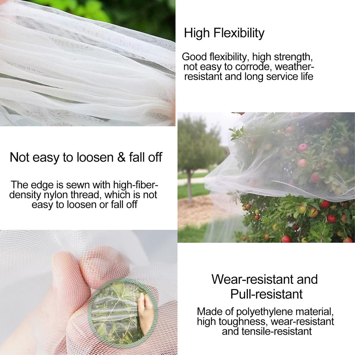 Garden Mesh Netting with Drawstring & Zipper,2PACK Pest Barrier Insect Netting Plant Mesh Cover for Vegetable Flowers Fruits Plants (2.3FTx 3.3FT+3.3FT x 4.9FT)