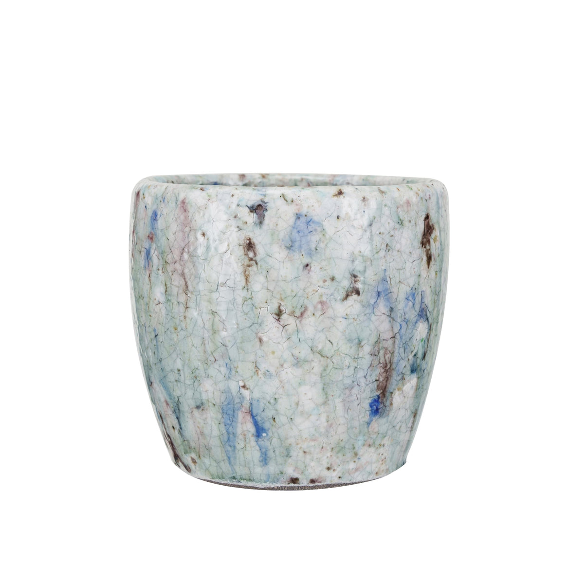 Creative Co-Op Terra-Cotta Planter with Crackle Glaze, Blue