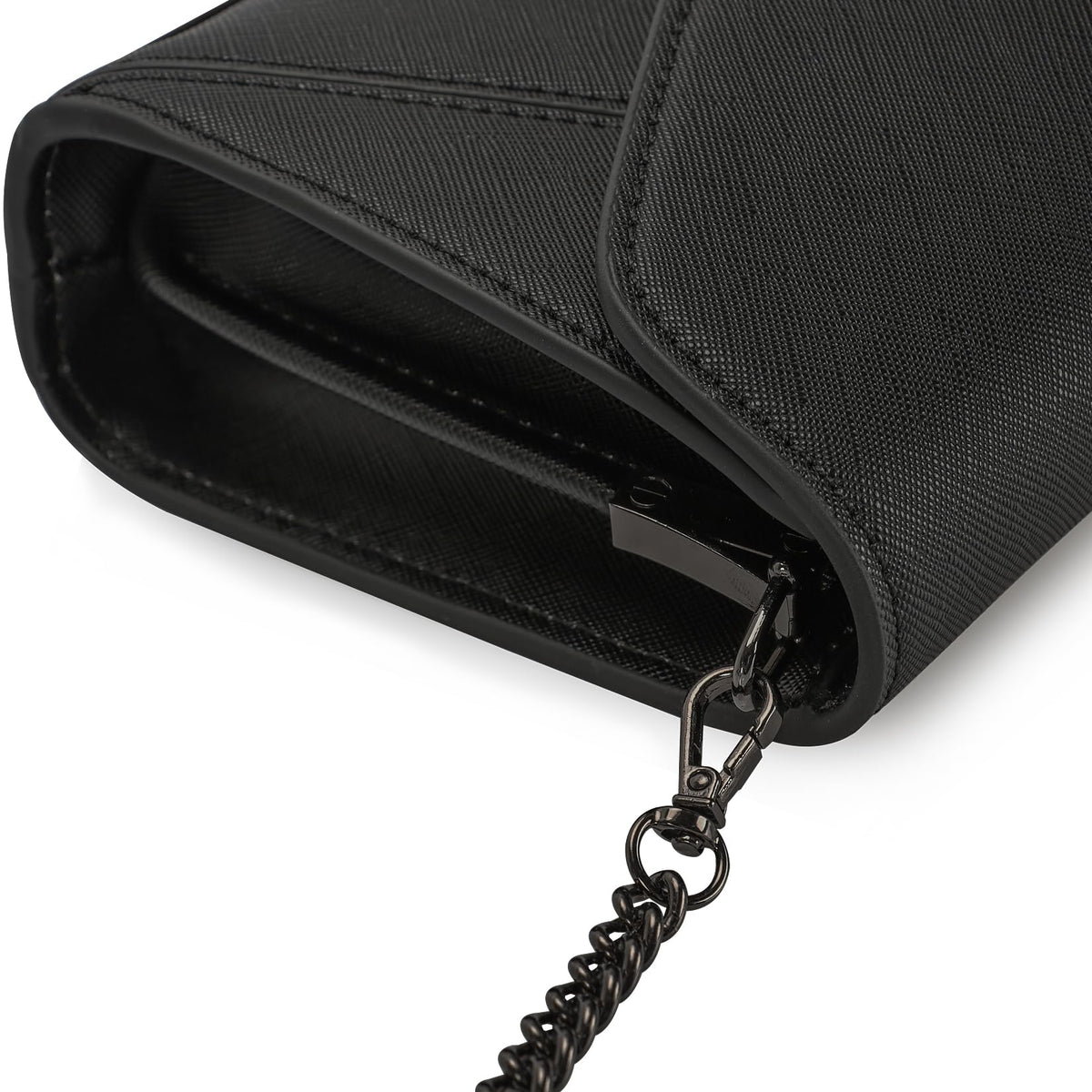 DEXMAY Women Envelope Clutch Faux Saffiano Leather Evening Handbag Foldover Clutch Bag Formal Dressy Purse Black