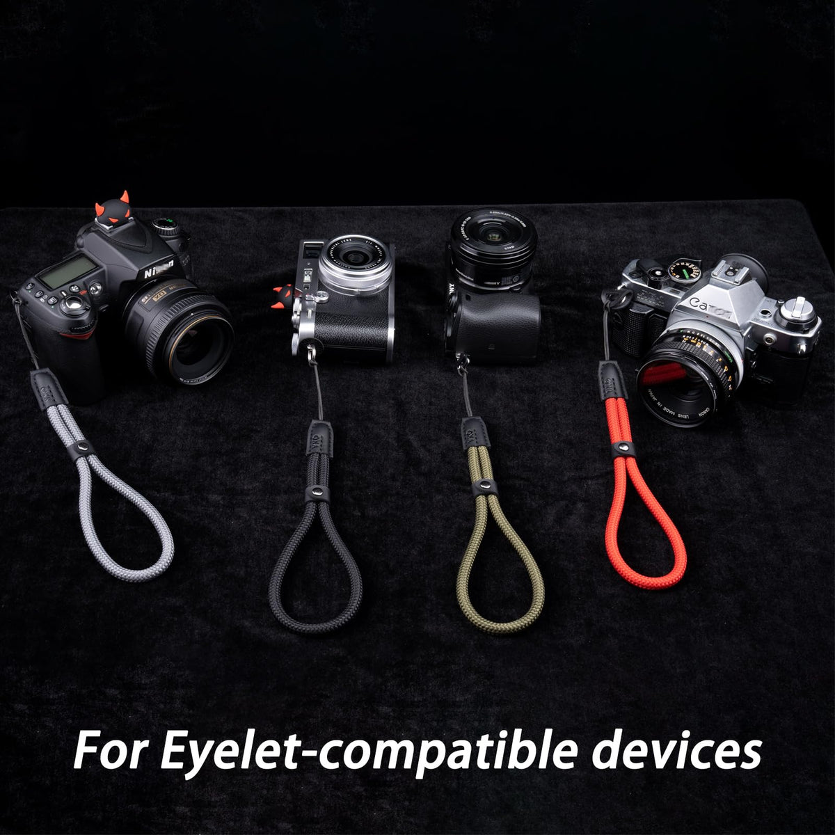 VKO Camera Wrist Strap,Climbing Rope Wrist Straps,Tether Hand Strap for Point-and-Shoot, Mirrorless, Small Cameras Accessory-Black