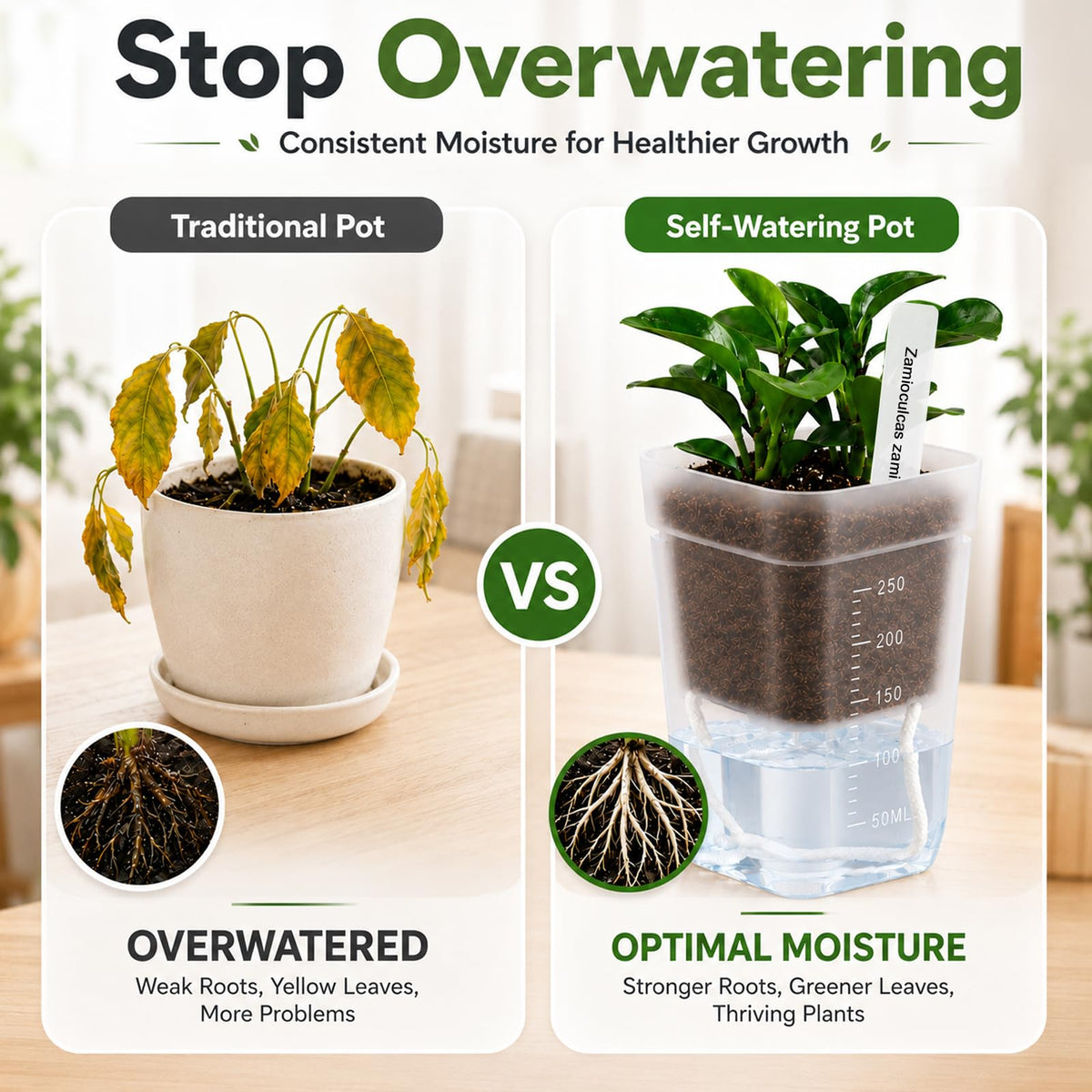 Sileasncei 6 Pack 2.5" Self Watering Seed Starter Cups, Clear Mini Planters for Indoor Plants, Help Prevent Overwatering, Promote Healthy Growth for Seedlings, Cuttings & Small Plants, with 6 Labels