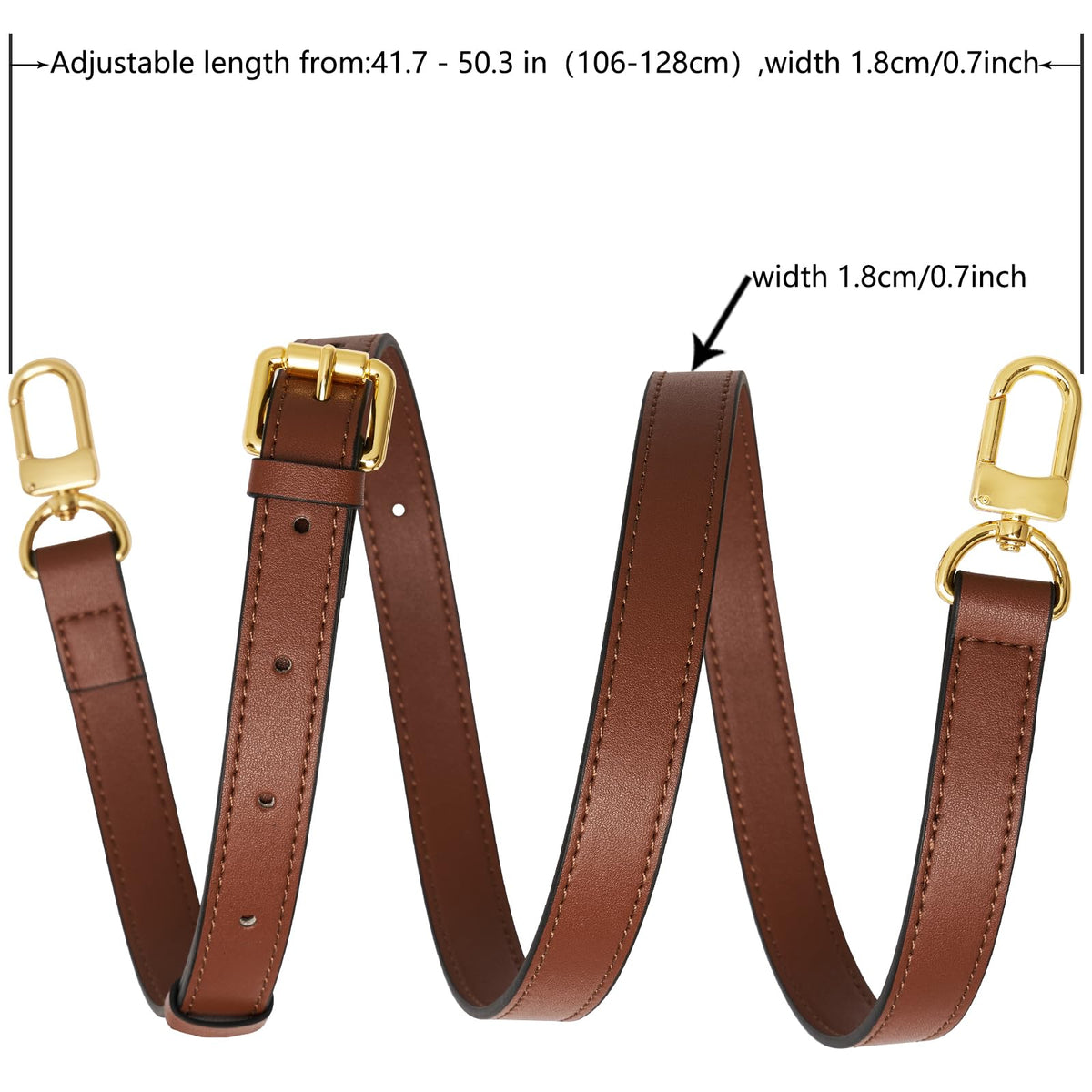 RICLVS Genuine Vachetta Leather Crossbody Strap Genuine Leather Adjustable Replacement Strap for Shoulder Bag Handbag Purse (Brown)