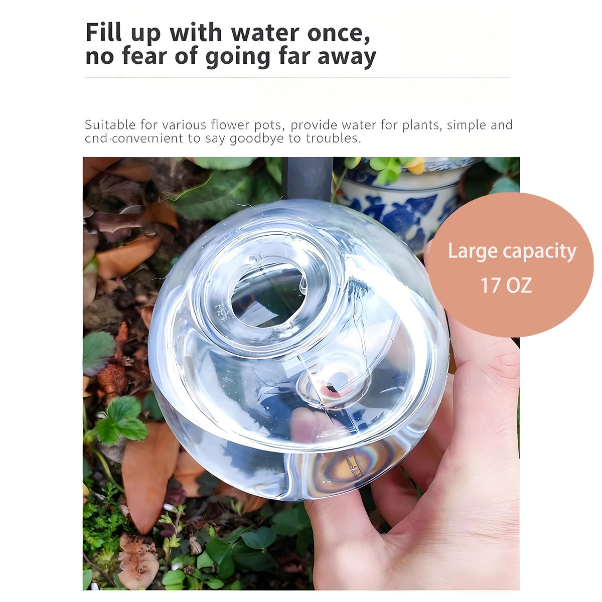2pcsPlant Watering Glass Ball - Indoor Ceramic Automatic Waterer, Suitable for Gardens/Offices | Fashionable Design of Automatic Watering Device | Designed for Busy Office Workers//Plant Enthusiasts