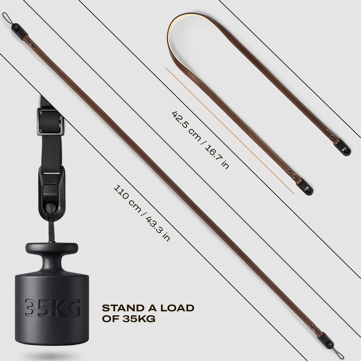 C Coiro Slim Leather Camera Strap with Quick Release, Neck Adjustable Camera Shoulder Strap SLR Compatible with All Camera Brands Padded/Brown