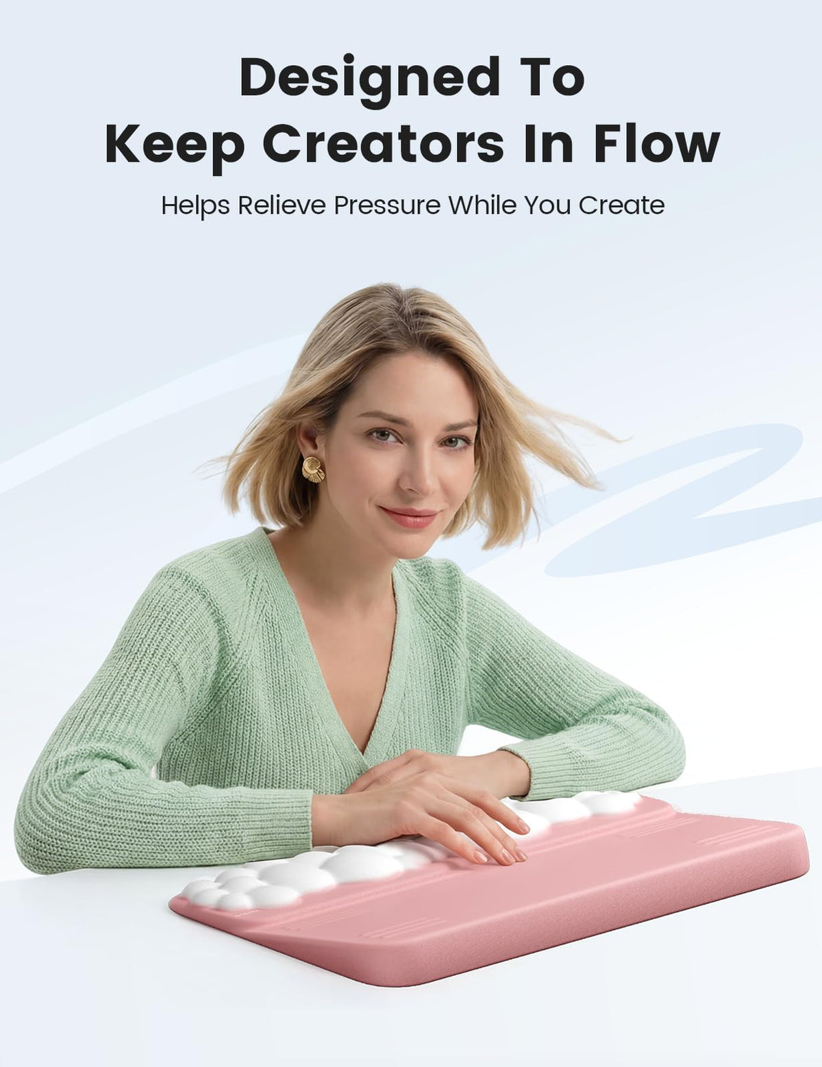 Vaydeer Cloud Wrist Rest with Keyboard Stand, Computer Wrist Support Pad Soft Memory Foam, Ergonomic Keyboard Riser Holder Lifter Tilted Wrist Cushion for Desk, Palm Hand Typing for Office Home Gaming