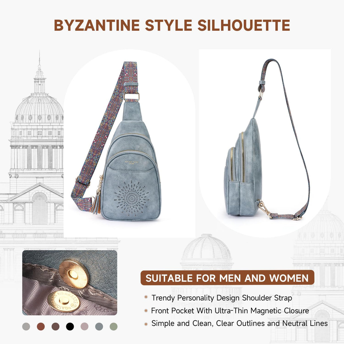 APHISON Small Sling Bag Cell Phone Purse Vegan Leather Fanny Crossbody Bag for Women Trendy Chest Backpack Adjustable Strap