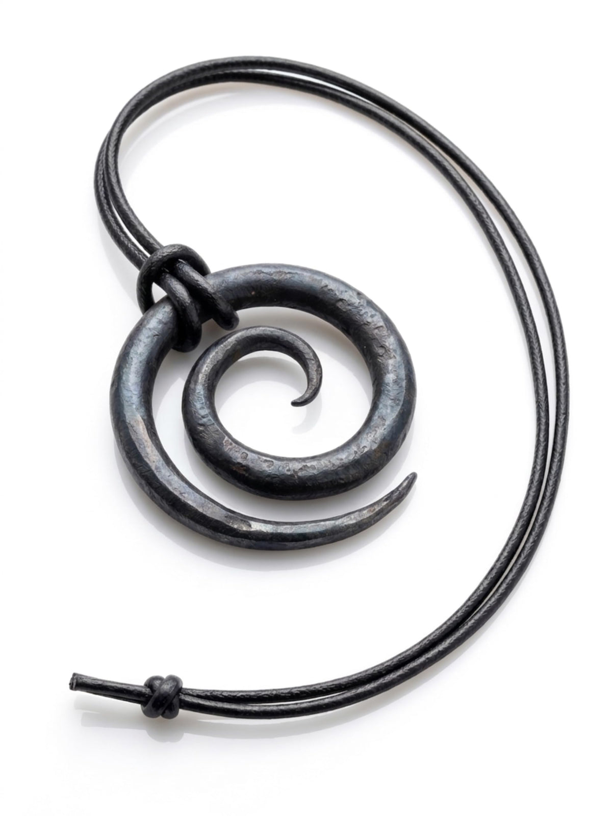 THEREALREYAZ Hand Forged Wrought Iron Celtic Spiral Necklace with Pure Leather Rope | Handmade Rustic Iron Pendant | Adjustable Cord | Unique Artisan Jewelry Gift for Men & Women