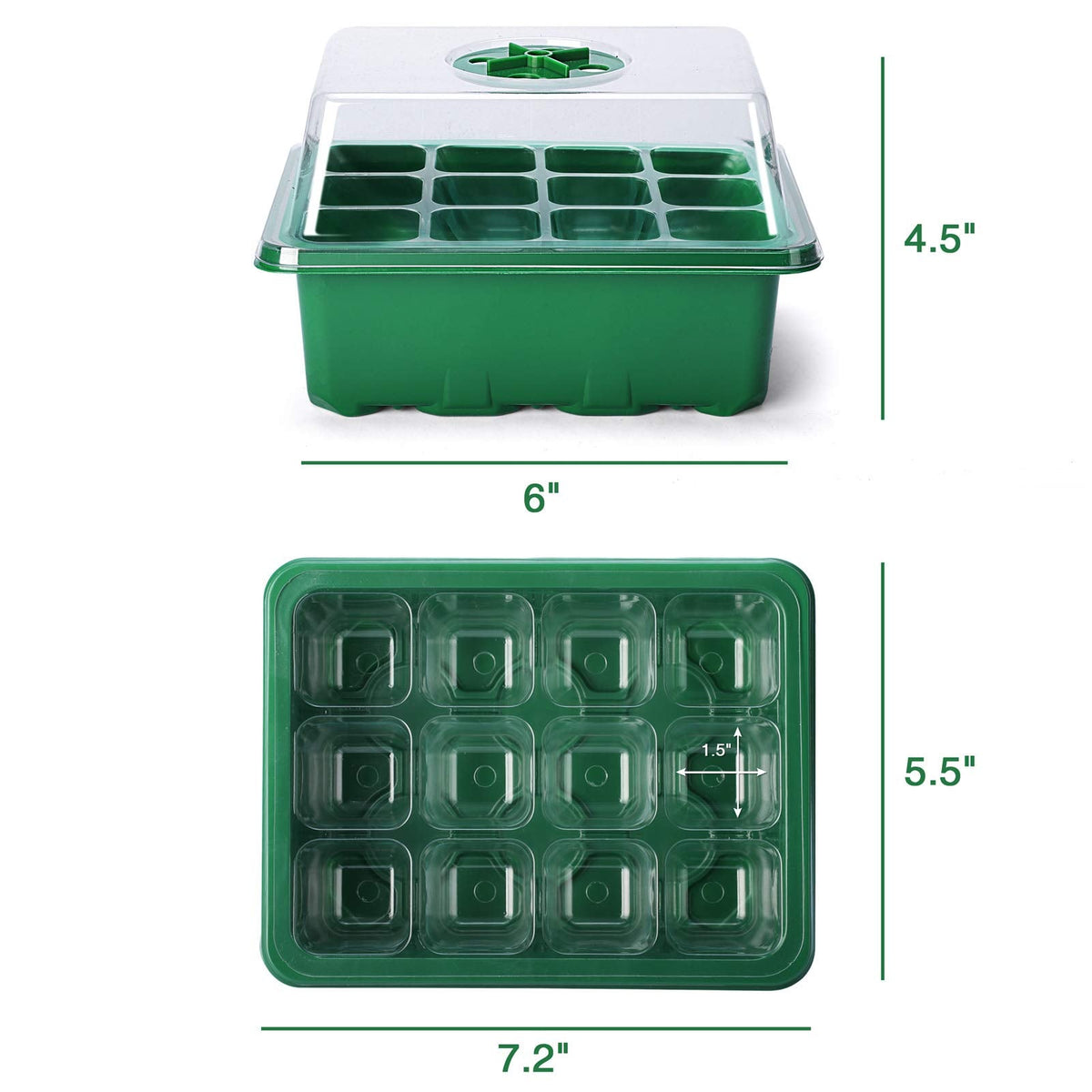 Delxo 10-Pack Seed Starter Kit Seedling Starter Tray (12 Cells) Humidity Adjustable Plant Germination Kit Garden Seed Starting Tray with Dome and Green Base Plus Plant Tags Hand Tool Kit