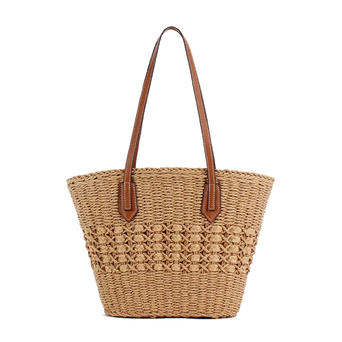 BVNTBZC Large Straw Shoulder Bag Women Woven Tote Travel Bag Top Handle Summer Beach Handbag Purse (Khaki)