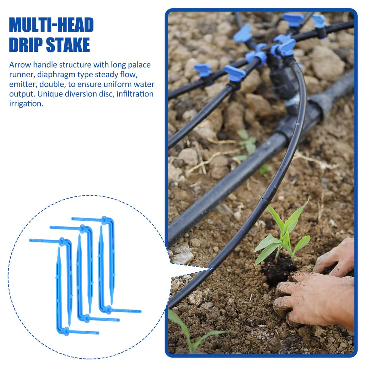 balacoo 100pcs Automatic Drip Waterer Irrigation Support Stakes Micro Irrigation Drippers Automatic Drip Stake Irrigation System Stakes Floor Ventilation Grill Spray Drip Irrigation, Blue