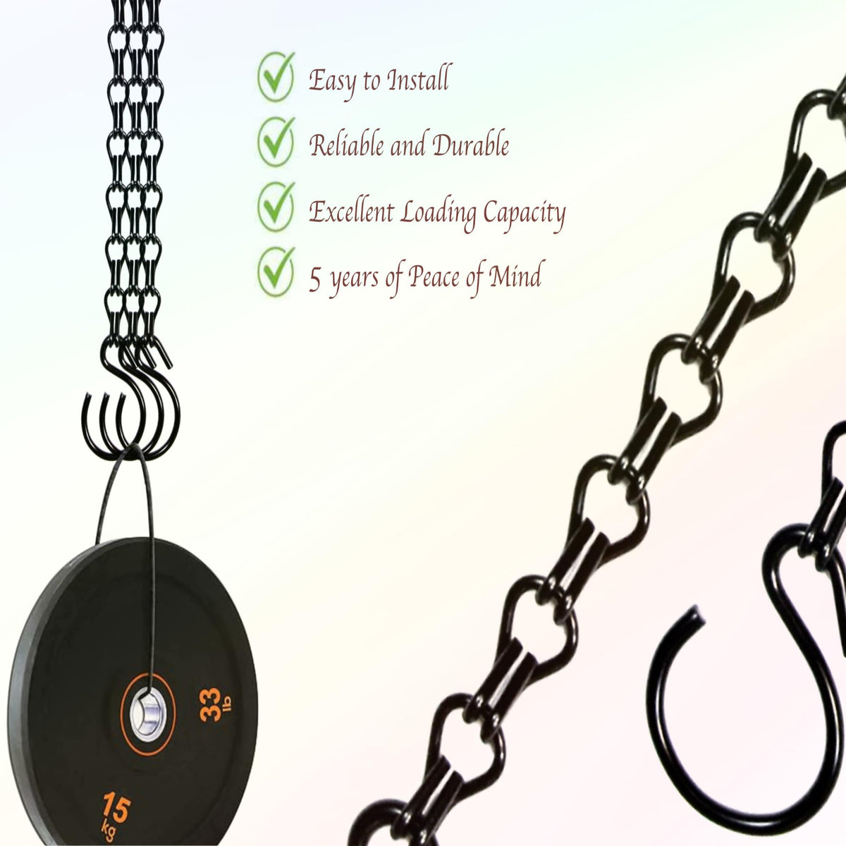 Uarepretty 3 Sets 24 Inches Hanging Chains for Planters, Ornaments， Bird Feeders, Billboards, Fruit Basket, Indoor and Outdoor (Black)