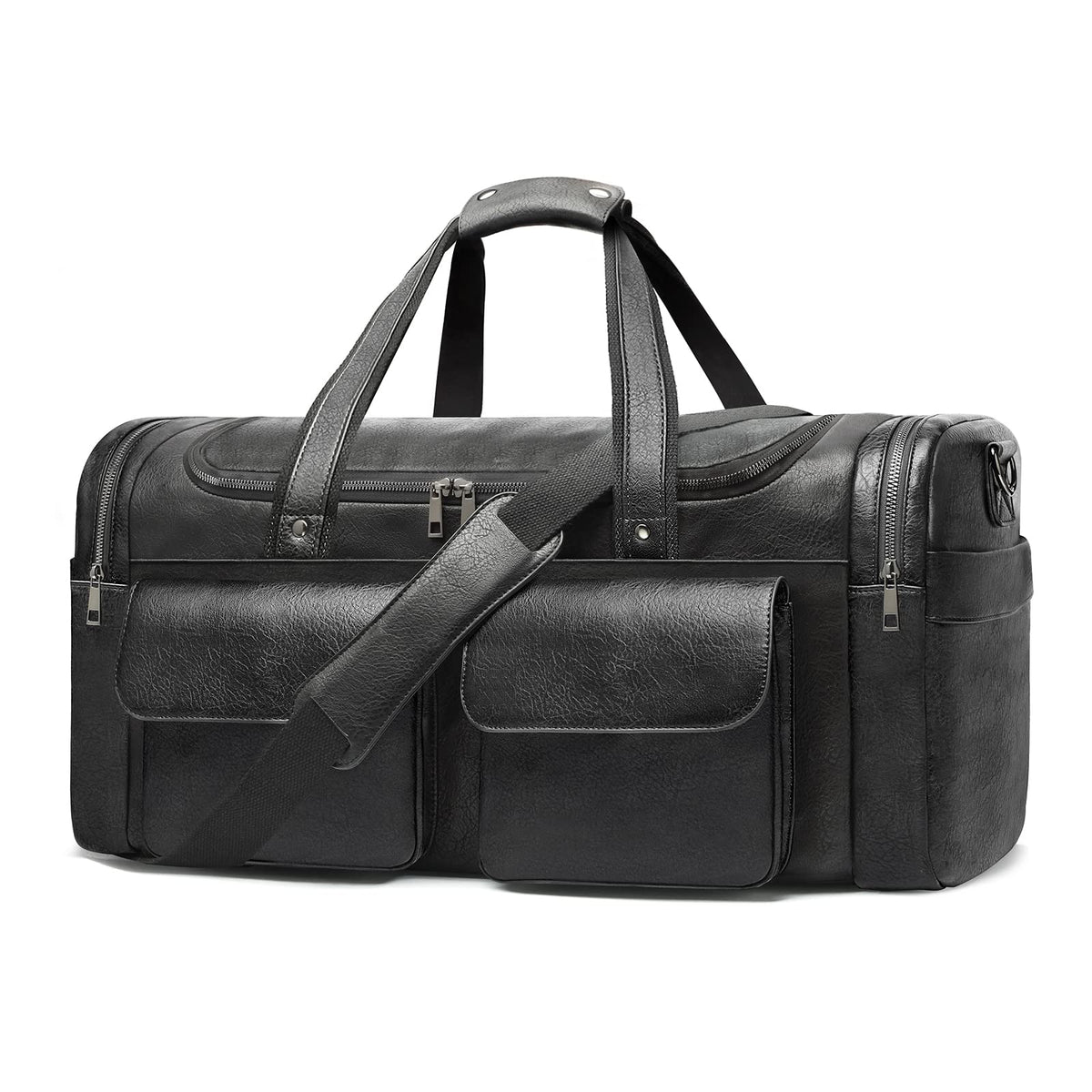 BOLOSTA Travel Duffel Bag for Men Women, Large PU Leather Carry on Duffle Bags for Traveling, Waterproof Overnight Weekender Duffel Bag with Shoe Compartment - Perfect for Daily Use/Birthday Gift