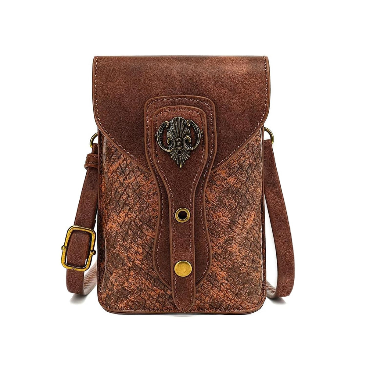 Larswon Renaissance Bag, Medieval Leather Belt Bag - Small Crossbody Bag, Cell Phone Pouch - Brown Fairy