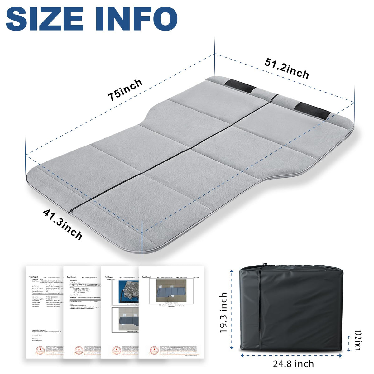 SXMMXS Camping Mattress for Mid-Size SUVs, No Inflation Needed, Foldable Foam Trunk Bed, SUV Air Mattress Alternative for Travel Sleeping, Ideal for Camping Essentials and Road Trips, Gifts for Guys