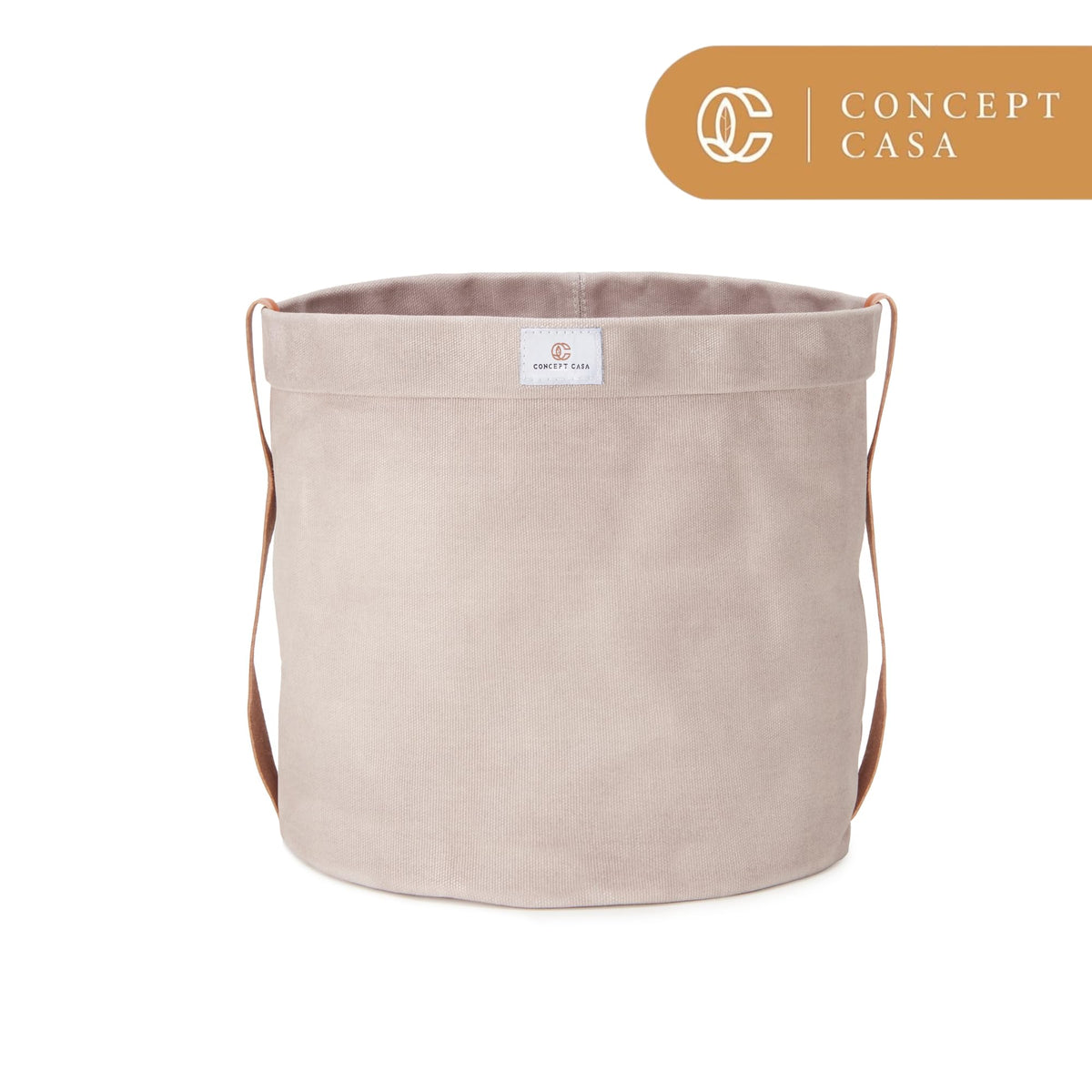 Concept Casa Extra Large Waxed Canvas Planter – 10" Stone Gray Fabric Pot Cover for Indoor/Outdoor Plants, Hanging Basket & Floor Plant Holder, Handmade Decorative Plant Container