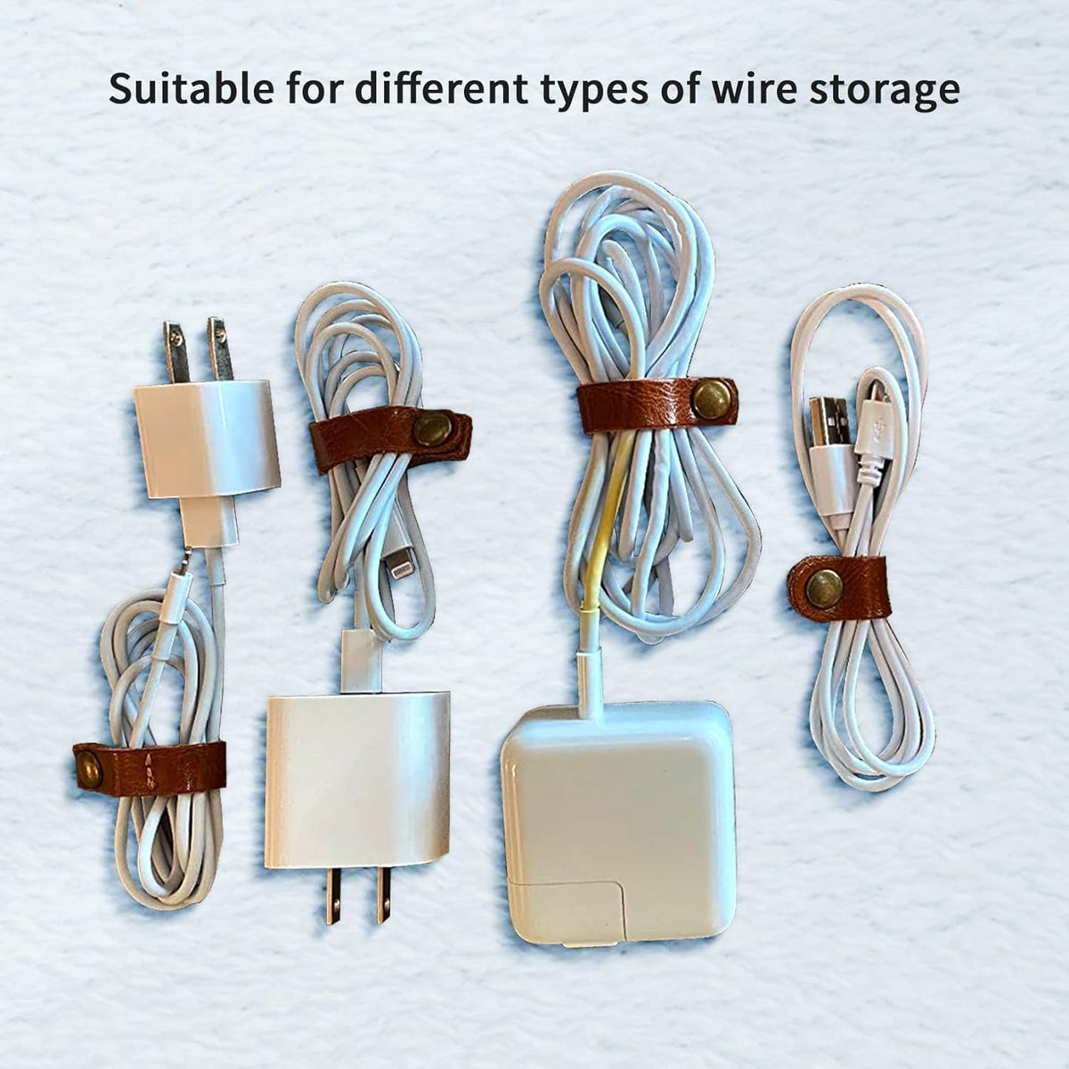 Viaky 24-Pack Leather Cord Organizer Cable Straps, Portable Headphone Usb Cables Keeper Management Ties For Car Office Home (2 Sizes, Black Brown)