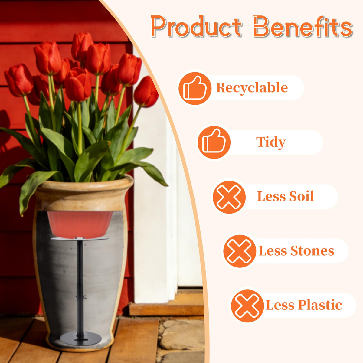 Sskzchh 3-Pack Adjustable Plant Risers for Inside Pots, 7"-22" Metal Plant Riser/Lifters for Pots Outdoor & Indoor, Tall Square Round Taper Planters, Planter Insert 6"/8"/10" Base & Top, Black