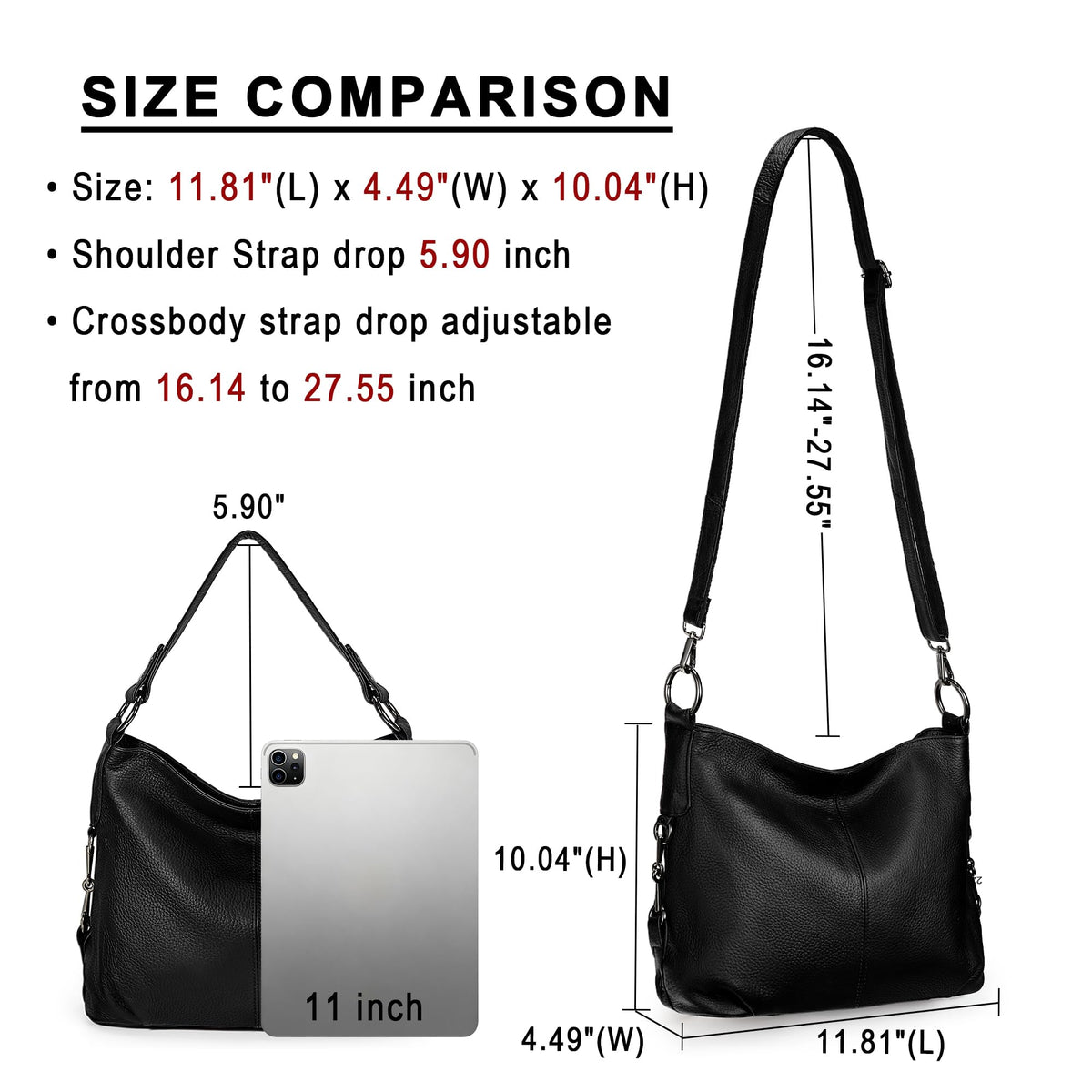 YALUXE Genuine Leather Shoulder Bags Stylish Hobo Handbags Purses Crossbody Bags for Women