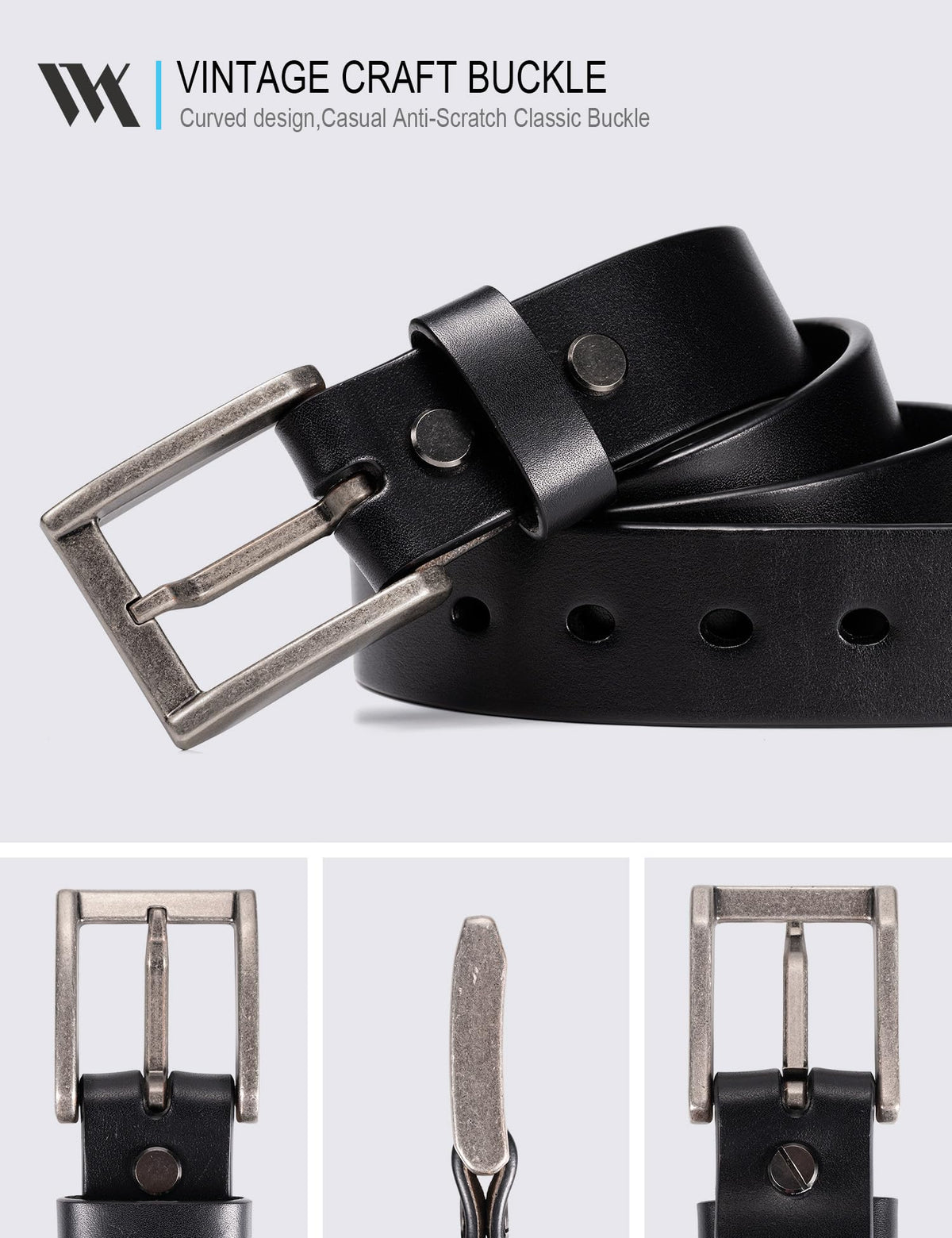 WOLFANT Thicken Full Grain Heavy Duty Belts for Men,100% Italian Real Solid Leather