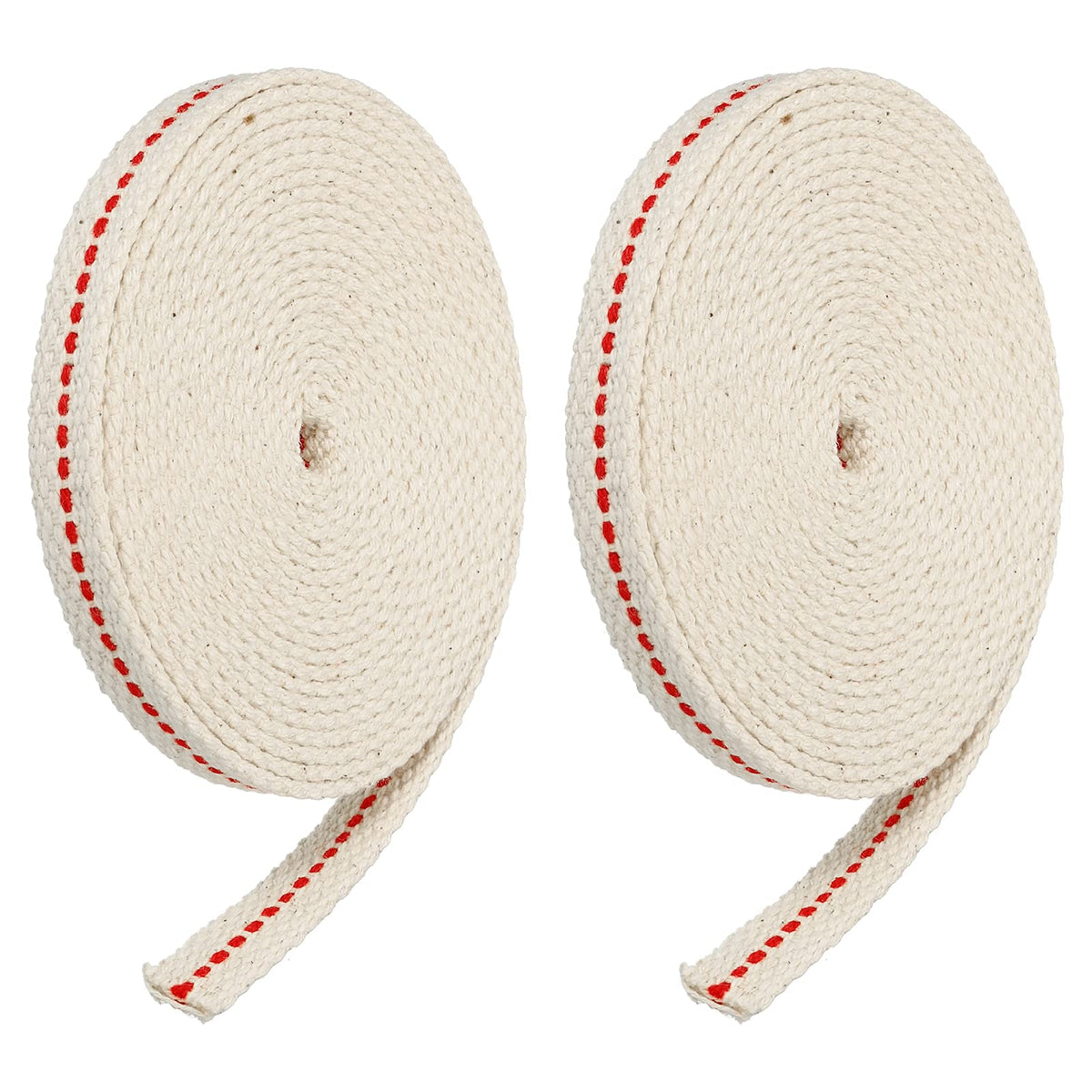 MECCANIXITY Oil Lamp Wick 0.4 Inch Flat Wide Cotton 10 Ft with Red Stitch, Model mea220517ee0485