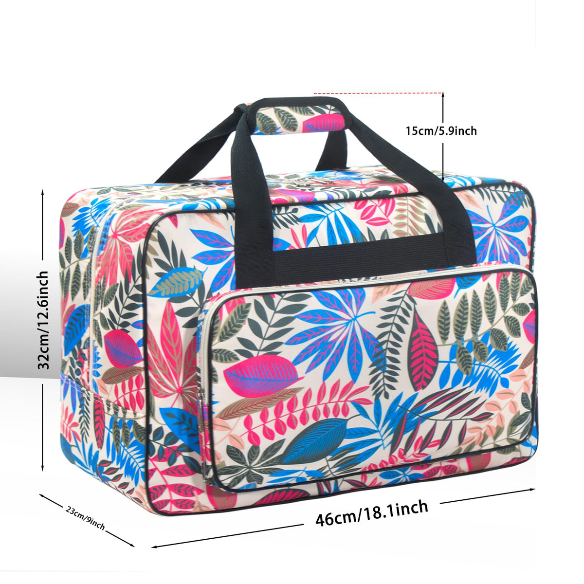 Haroranax Sewing Machine Carrying Case, Sewing Machine Carrying Case Tote Bag, Universal Tote Storage Bag with Pockets and Handles, Suitable for Most Standard Singer, Janome (Milk White)