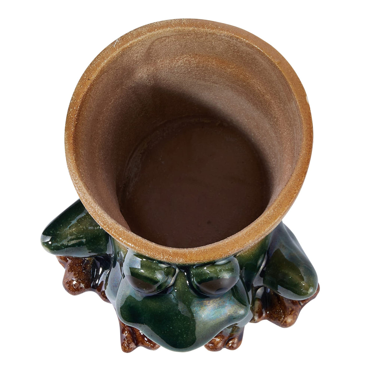 Creative Co-Op Stoneware Frog Planter, Green