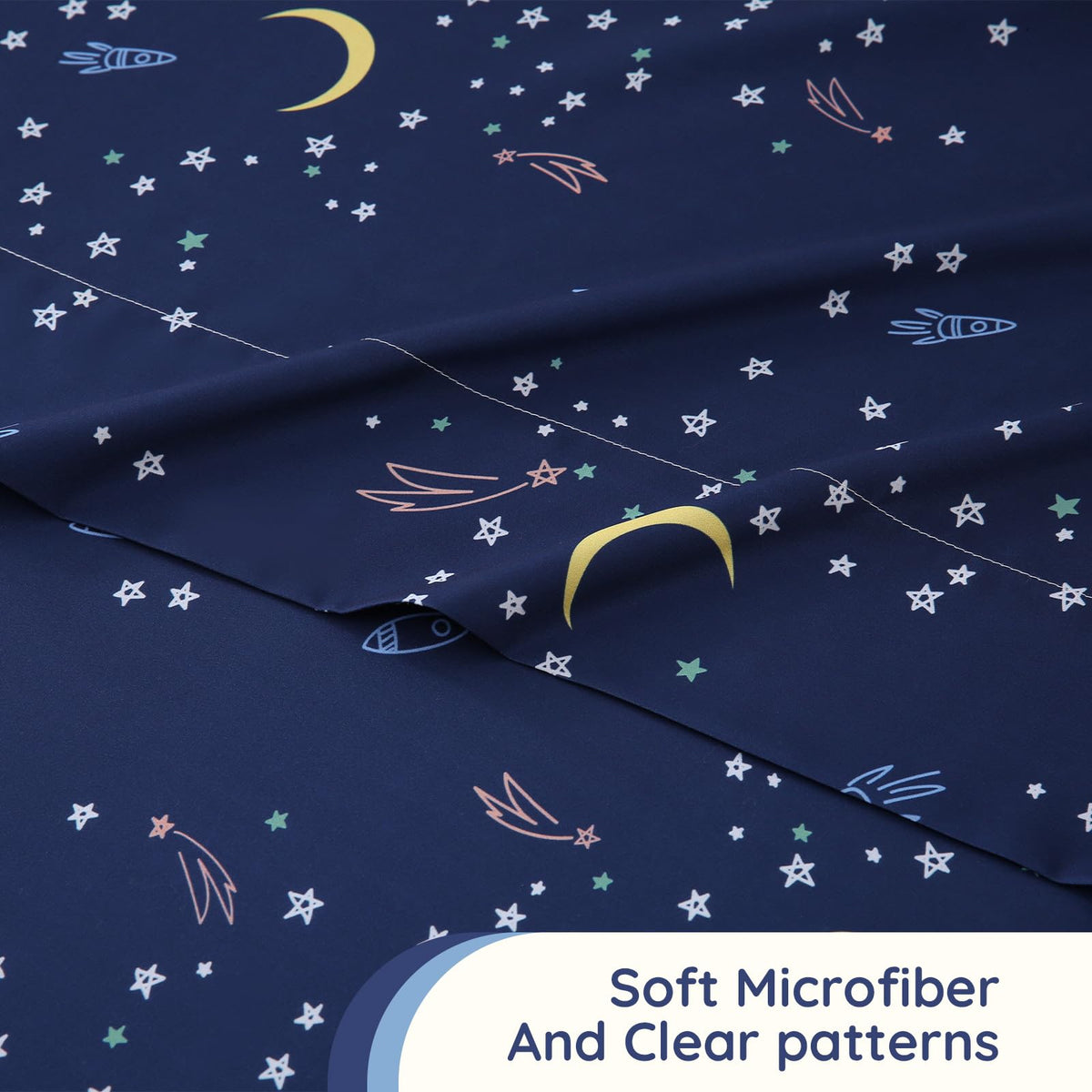 MCO Twin Sheets Set Kids, Soft Microfiber Bed Sheet Set for Boy Girls, 3 Pieces Breathable Twin Sheets Starry Sky