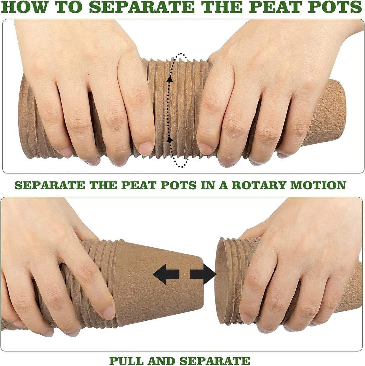 INCIKITI Biodegradable Peat Pots for Seedling - 120 Pack 3.15 inch Biodegradable Plant Seed Starters Kits with 30 Plant Labels, Garden Germination Nursery Pots for Flower Vegetable Seed Germination