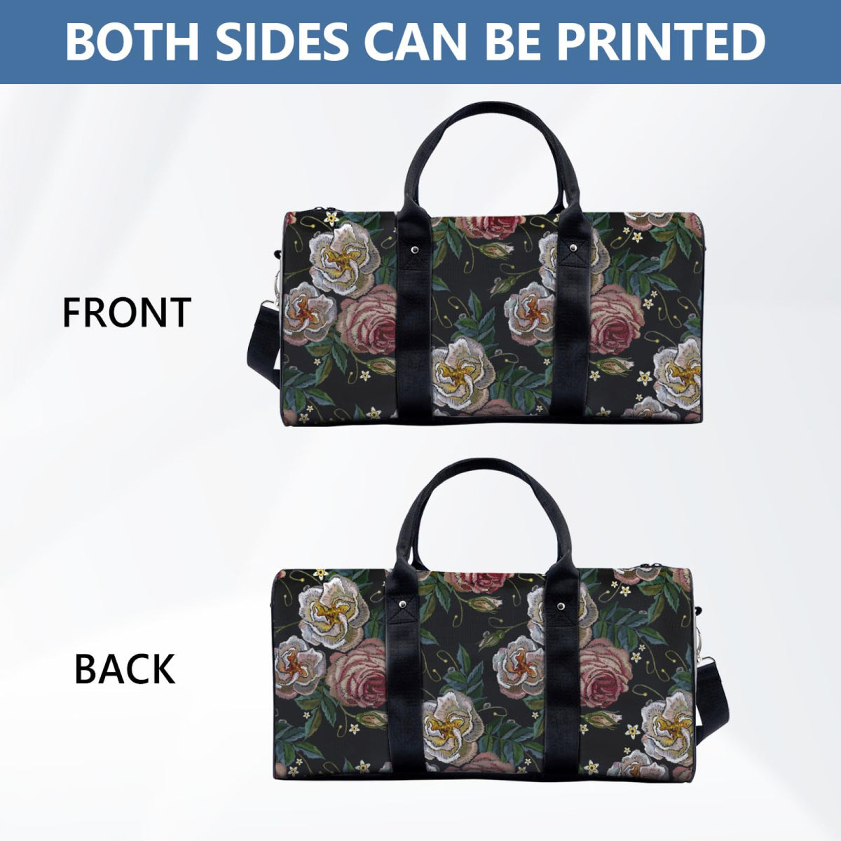 Rose Pattern Duffle Bag with Adjustable Shoulder Strap Large Capacity Gym Bag Weekender Bag for Travel Gym Hospital
