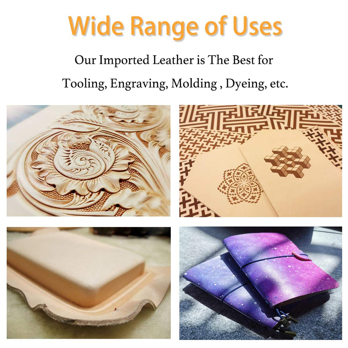 Muse Craft Flawless 12''X24'' 5-6oz Vegetable Tanned Leather Precut| Import A Grade Tooling Leather Hide Full Grain Veg Tan Leather for Tooling, Carving, Dyeing, Embossing(12''x24'' 1.9-2.3mm)