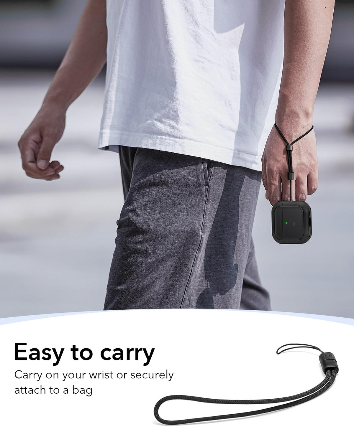 ESR for AirPods 4 Case, Compatible with AirPods 4th Generation Case (2024) (USB-C), Compatible with MagSafe, Drop Protection Cover with Lanyard, Magnetic Lid Lock, Orbit Hybrid Series, Black