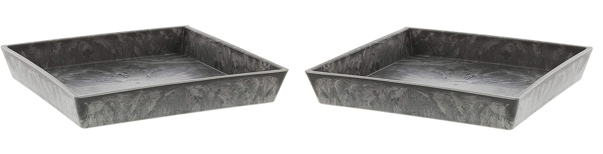 Hard Plastic Plant Saucer Set, Faux Slate Look - Planter Pot Trays Decoration for Indoor Outdoor Home Garden Decor (2, 5.5")
