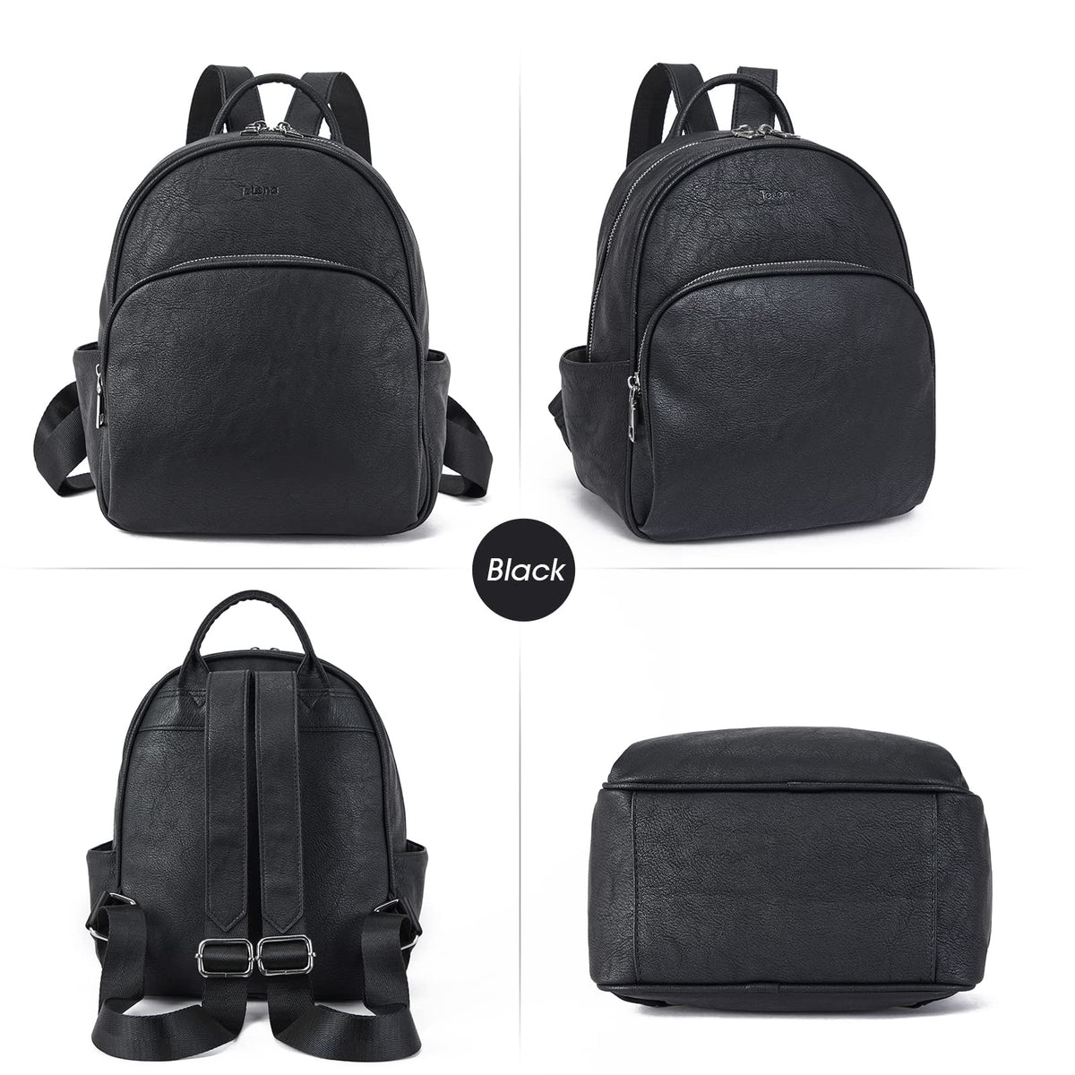 Telena Small Backpack Purse for Women Cute Mini Leather Travel Shoulder Bags Black