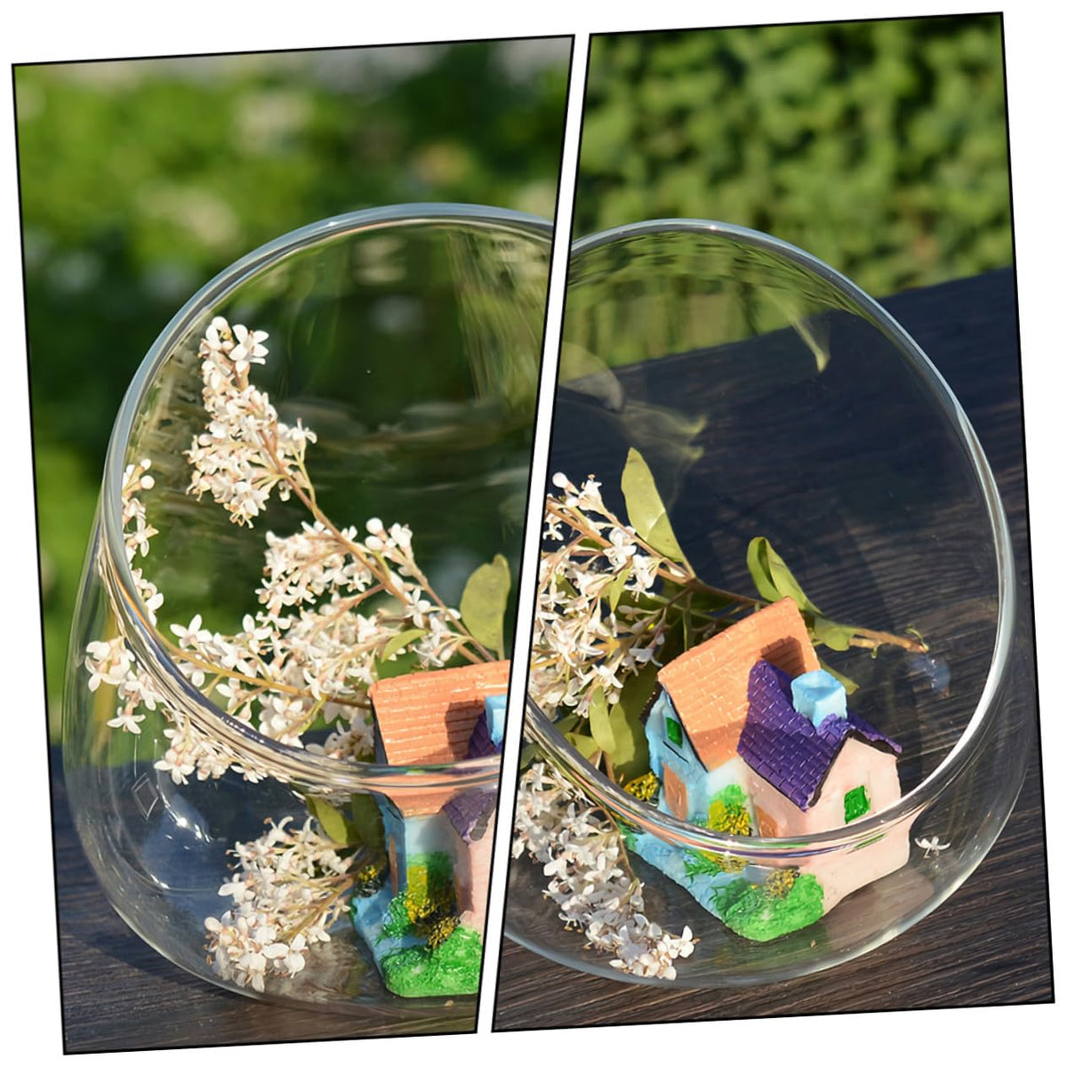 MAGICLULU 3pcs Slant Cut Glass Landscape Bottle Set, Eco Terrarium Vases for Desktop Decoration, Glass Containers for Succulent Plants and Miniature Gardens