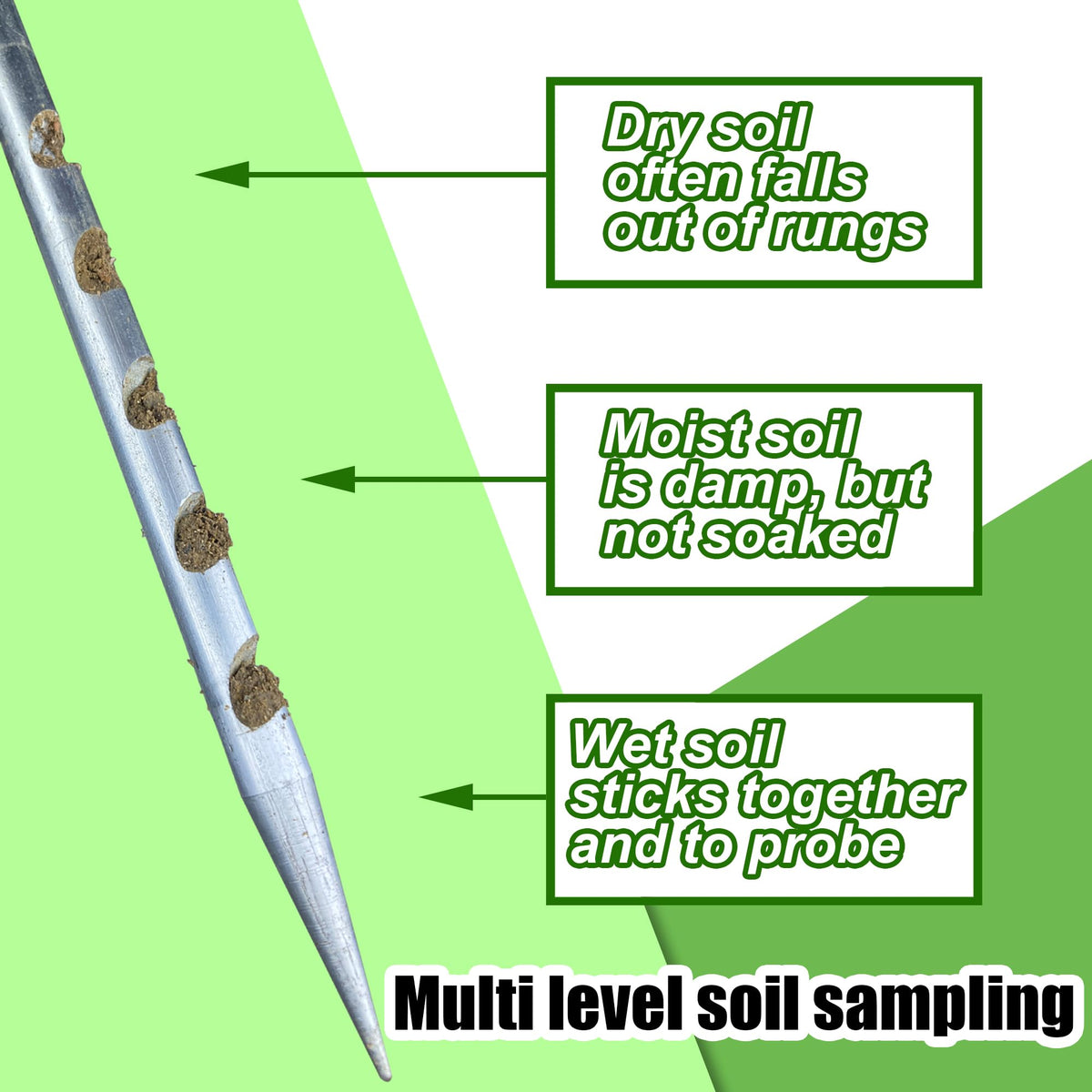 10" Soil Probe for House Plants Stainless Steel Garden Soil Sample Probe No Batteries Required Moisture Meter Soil Probe Rod for Plant Garden Farm Soil Sampling