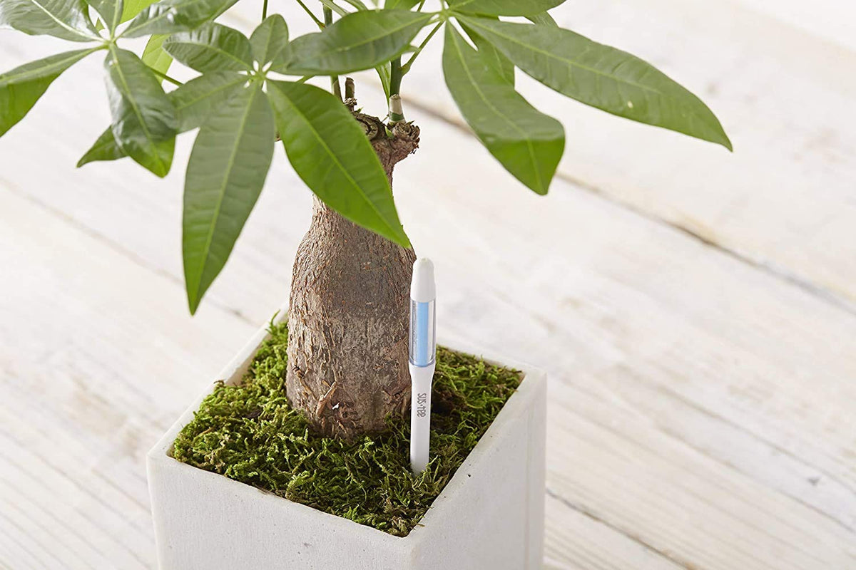 Sustee Aquameter (Small White Refillable - Bundle of 2) - House Plant Soil Moisture Meter, Humidity Sensor Probe, Water Level Indicator - Best for Indoor Potted Plants