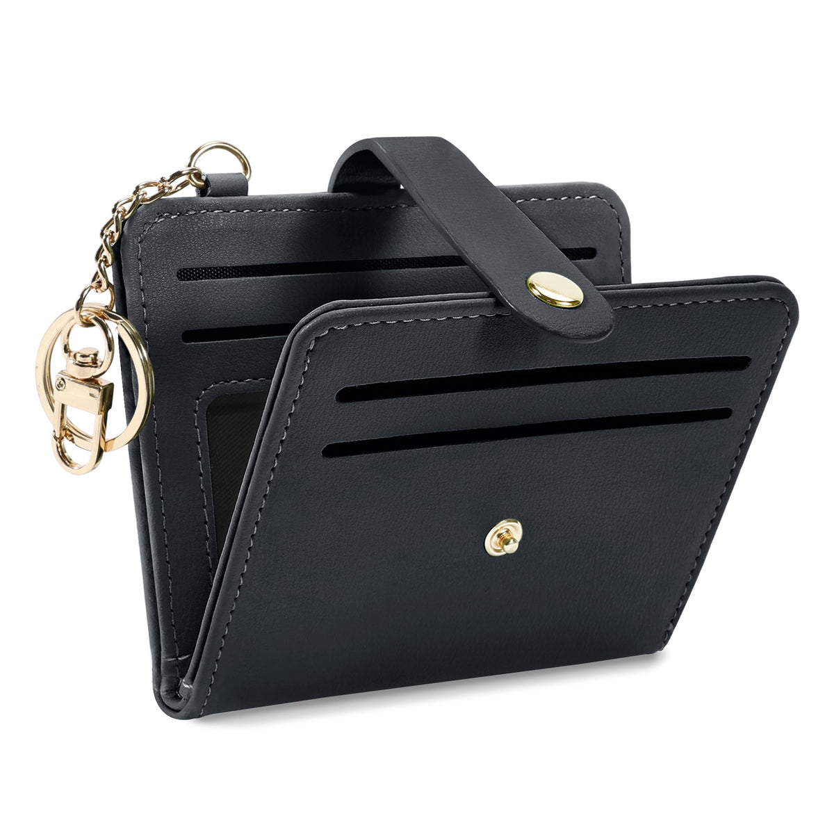 Airkit Small Wallets Woman RFID Blocking Leather Credit Card Holder - with ID Window - Card Wallets for Women - with Zipper Coin Purse - Keychain Wallet