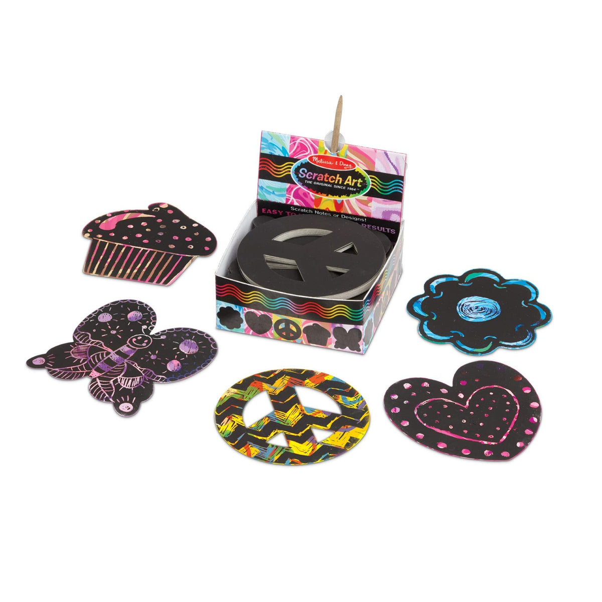 Melissa & Doug Scratch Art® Box of 125 Friendship-Themed Shaped Notes in Desktop Dispenser (Approx. 3.5” x 3.5” Each Note)