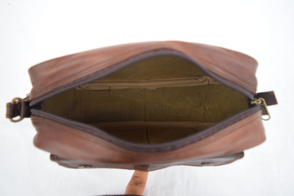 Vintage Handmade Real Brown Leather Toiletry Bag For Men, Shaving Kit Organizer Pouch Wash Bag Case