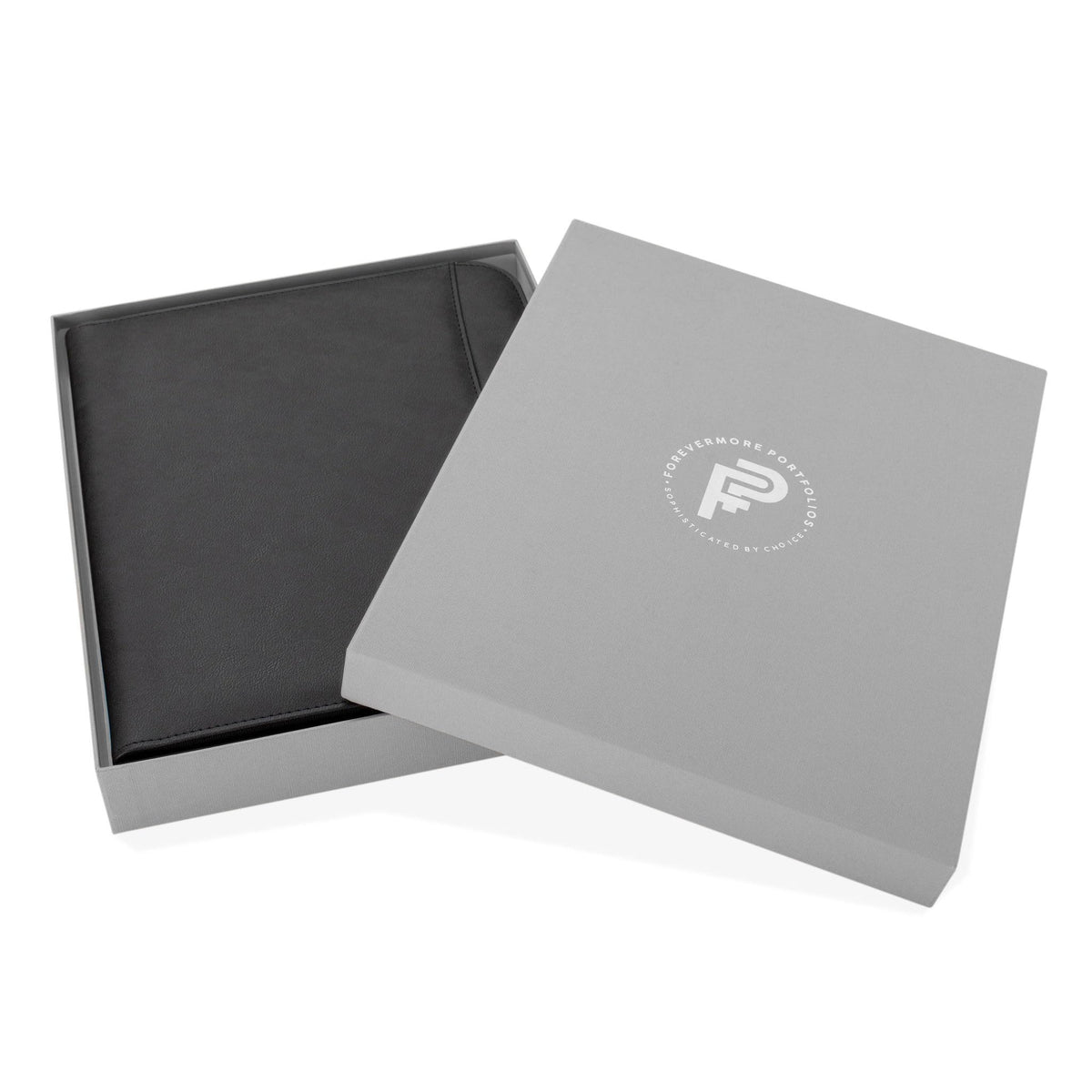 Forevermore Portfolios Padfolio Binder - Professional Faux Leather Travel Organizer Pouch for Tablet, Documents, Presentation Folders, Zipper Closure, Notepad - Black
