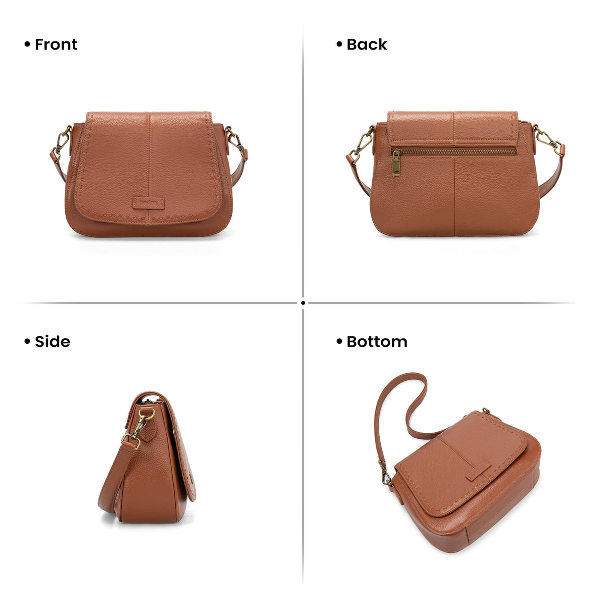 befen Genuine Leather Crossbody Purse for Women Brown Purse RFID Crossbody Bag for Travel Soft Real Leather Saddle Bags with RFID Blocking Trendy Medium Purses Women's Shoulder Handbags for Everyday