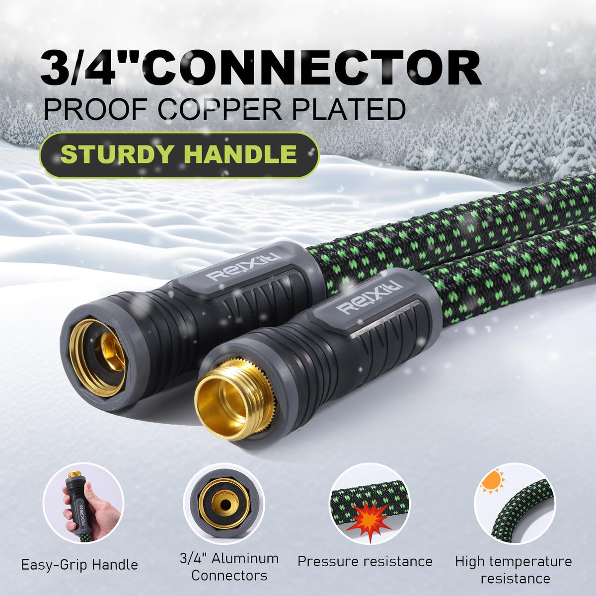 Relxitl Garden Hose, Flexible Water Hose, Ultra Lightweight Non-Expanding hose with 10 Function Sprayer, Leak proof, Pressure Resistant for Yard, Outdoor (Green, 50FT)