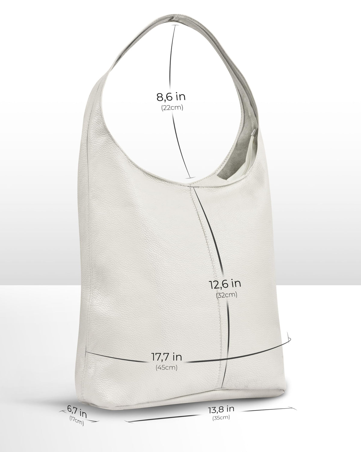 Italian Genuine Leather Hobo Bag for Women with Zipper | Large Soft Slouchy Shoulder Handbag Tote Bucket Purse Pocketbook (Beige)